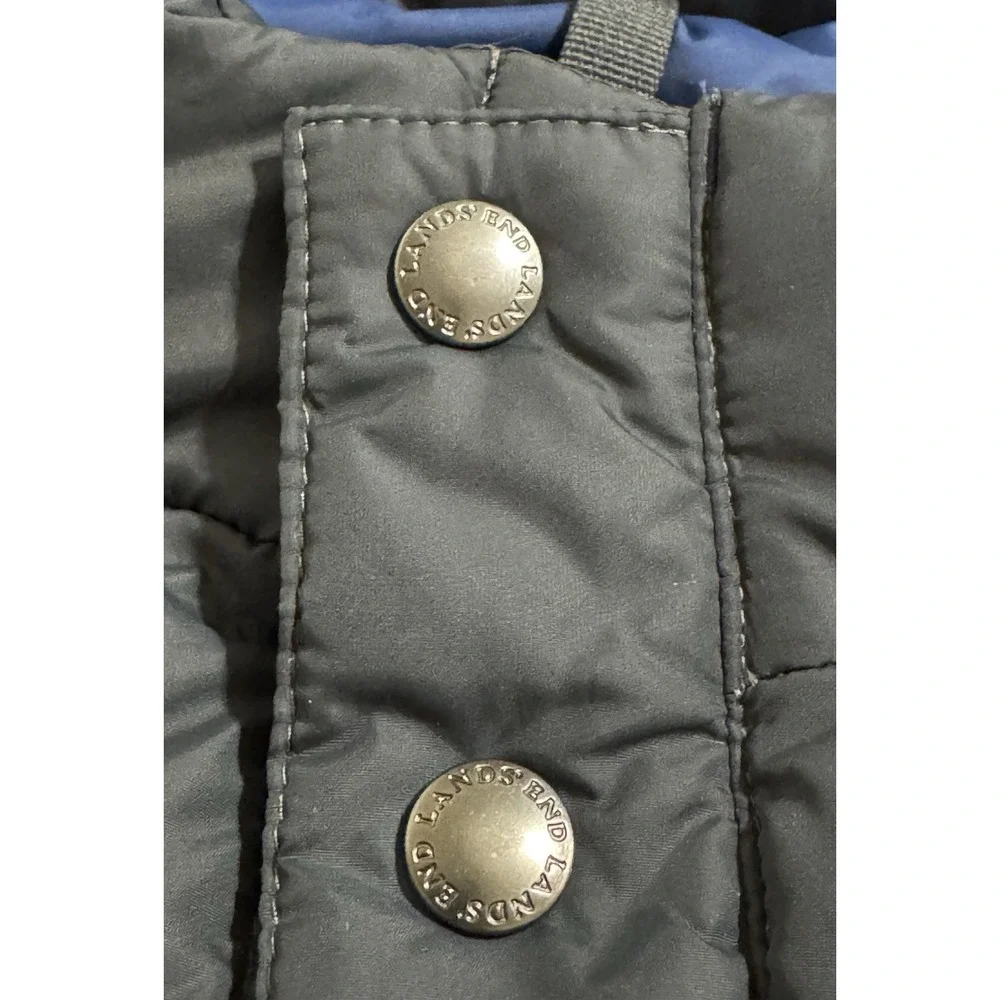 Lands End Quilted Down Puffer Vest Snap‎ Closure Gray, Boys Size XL 18/20